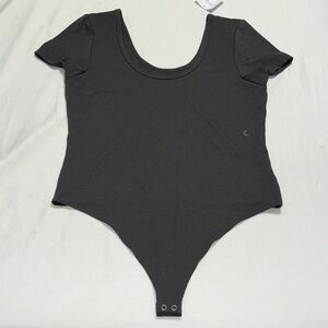 American Eagle Outfitters Dark Gray Ribbed Bodysuit